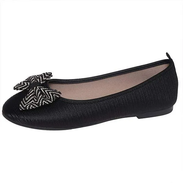 Women's Shallow Mouth Fashion Butterfly Knot Round Toe Single Shoes 74344478C