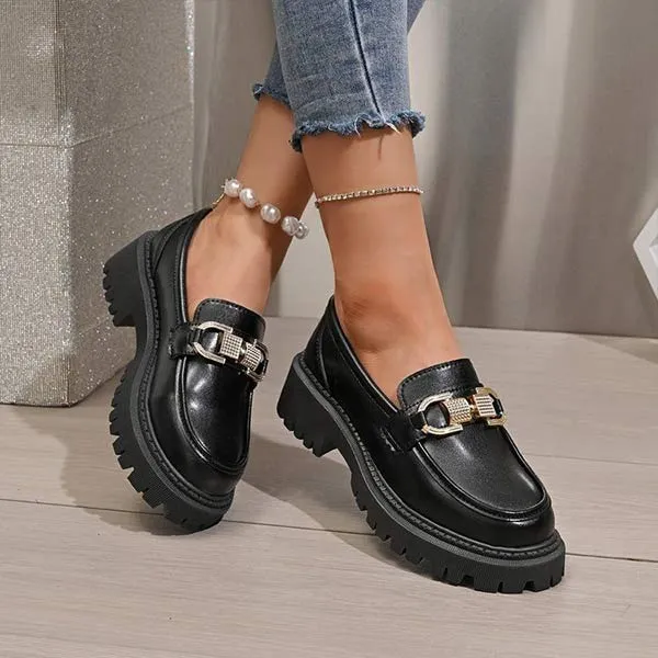 Women's Thick-Soled Slip-On French Loafers 95327156C