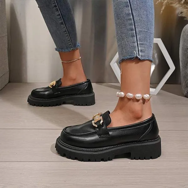 Women's Thick-Soled Slip-On French Loafers 95327156C