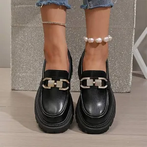 Women's Thick-Soled Slip-On French Loafers 95327156C
